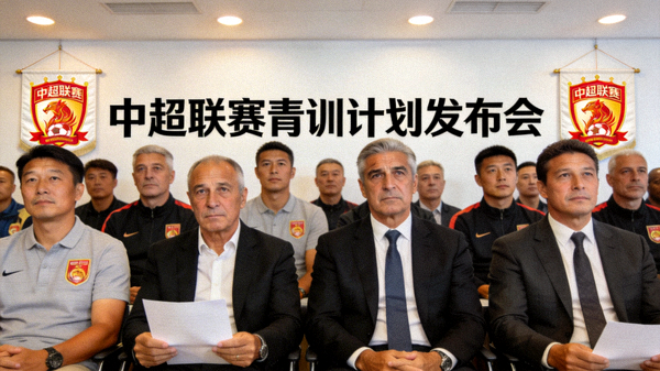 中超联赛青训计划发布会现场，多位足坛名宿出席