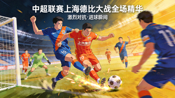中超联赛上海德比大战全场精华回放，激烈对抗与进球瞬间